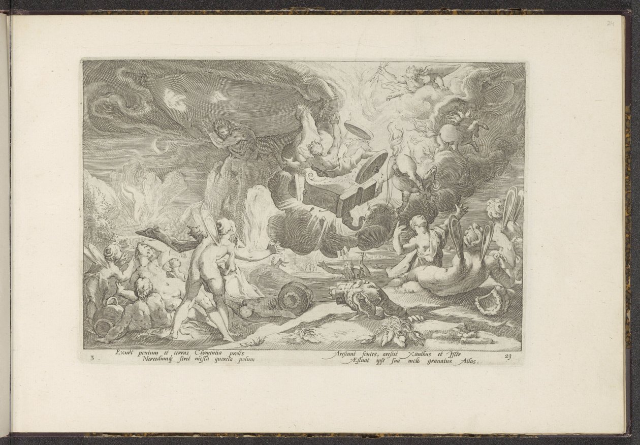 Val van Phaëthon door Hendrick Goltzius (workshop of)