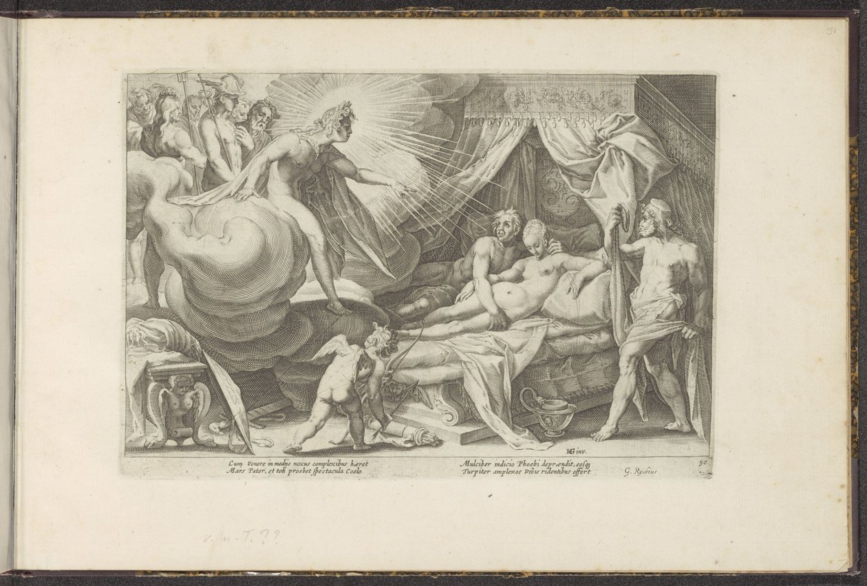 Venus en Mars betrapt door Hendrick Goltzius (workshop of)