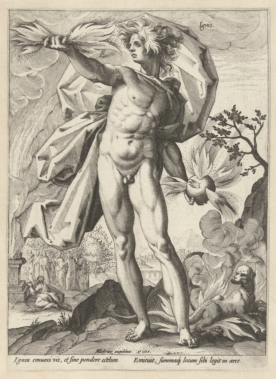 Vuur door Hendrick Goltzius (workshop of)