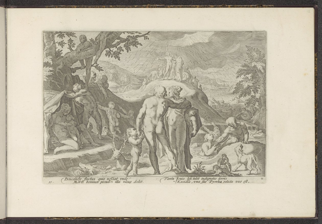 Zondvloed van Deucalion door Hendrick Goltzius (workshop of)