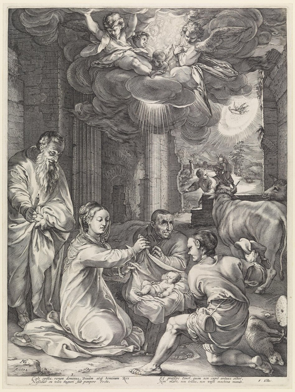Aanbidding der herders door Hendrick Goltzius