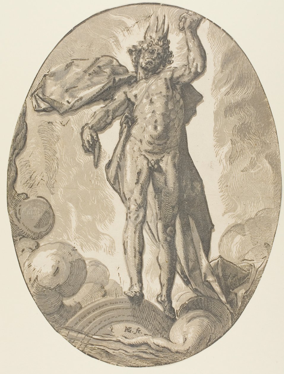 Aether, plaat zes uit Demogorgon en de goden door Hendrick Goltzius