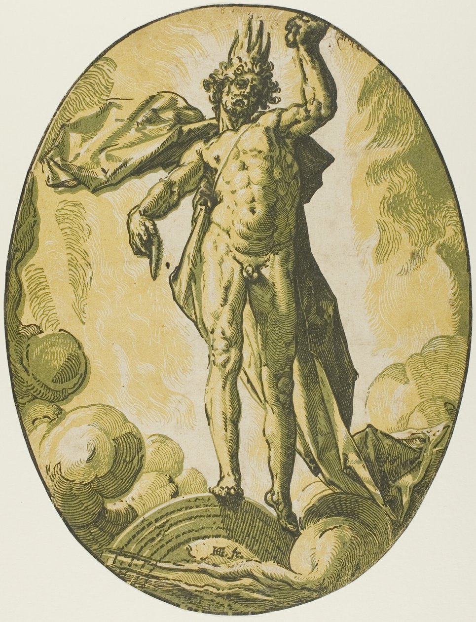 Aether, plaat zes uit Demogorgon en de goden door Hendrick Goltzius