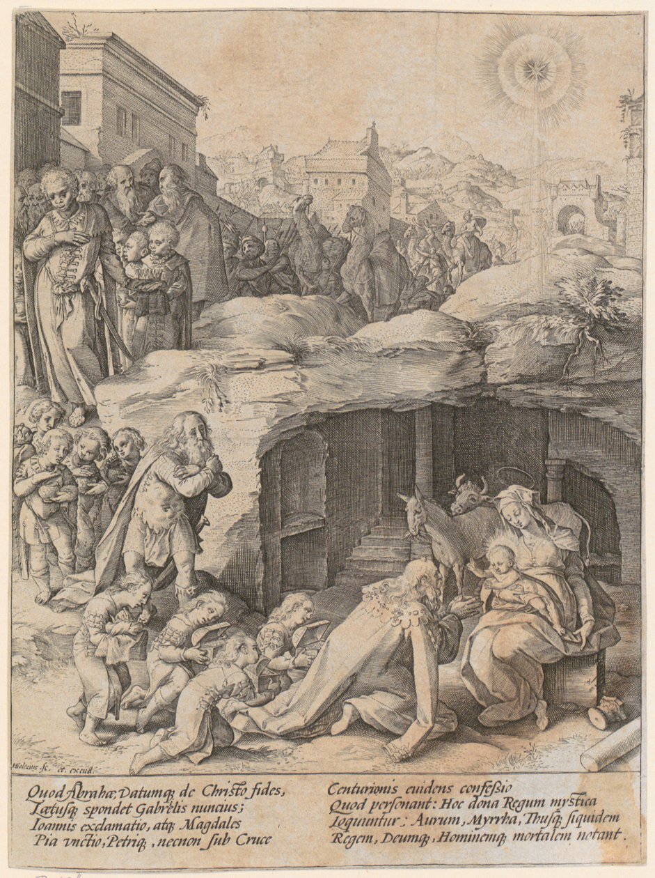 De aanbidding van de koningen door Hendrick Goltzius