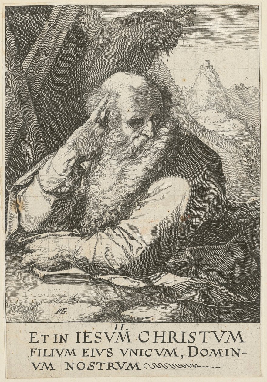 Andreas, blad 2 van de aflevering „Christus, de twaalf apostelen en Paulus“ door Hendrick Goltzius