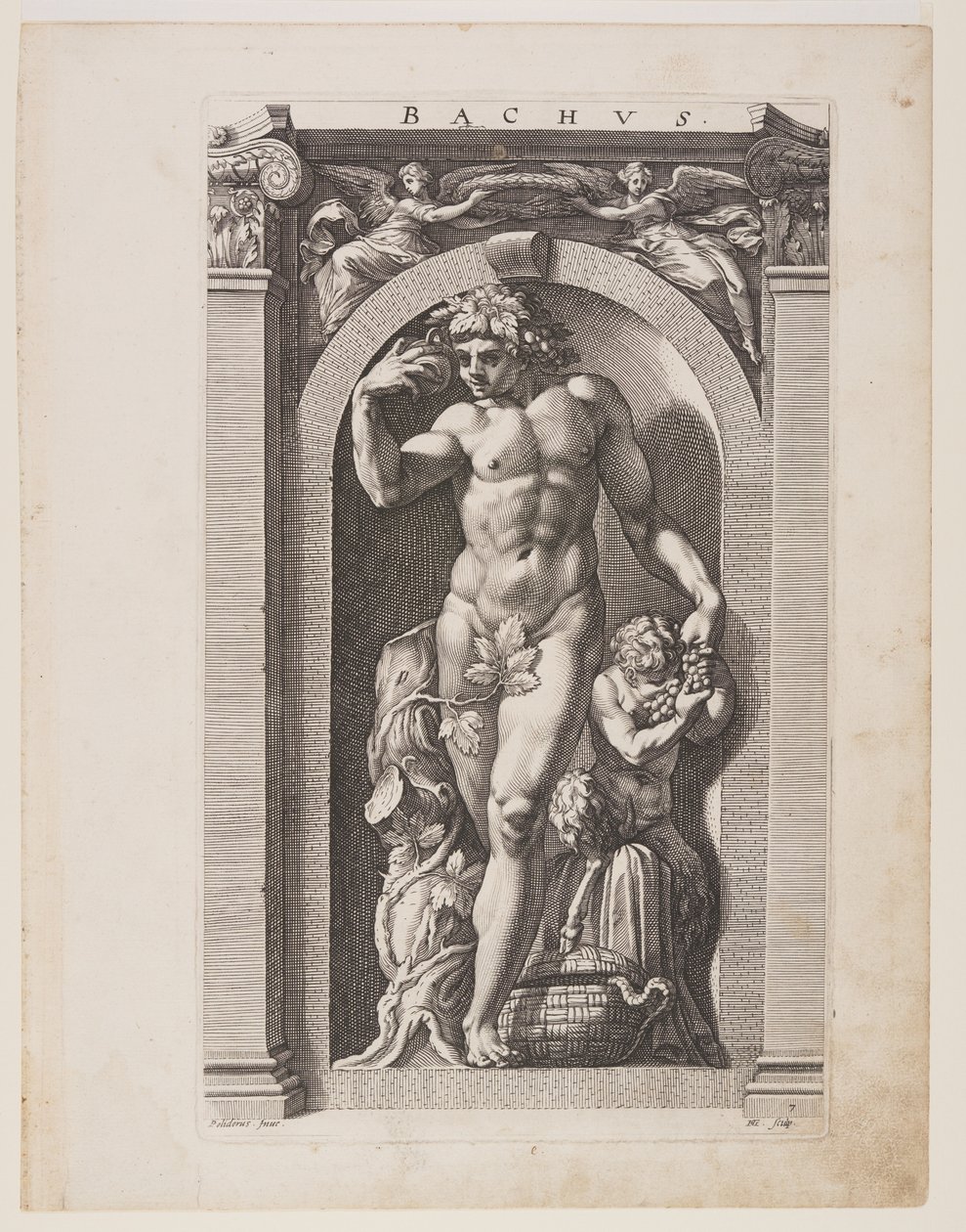Bacchus, uit Acht heidense goden door Hendrick Goltzius
