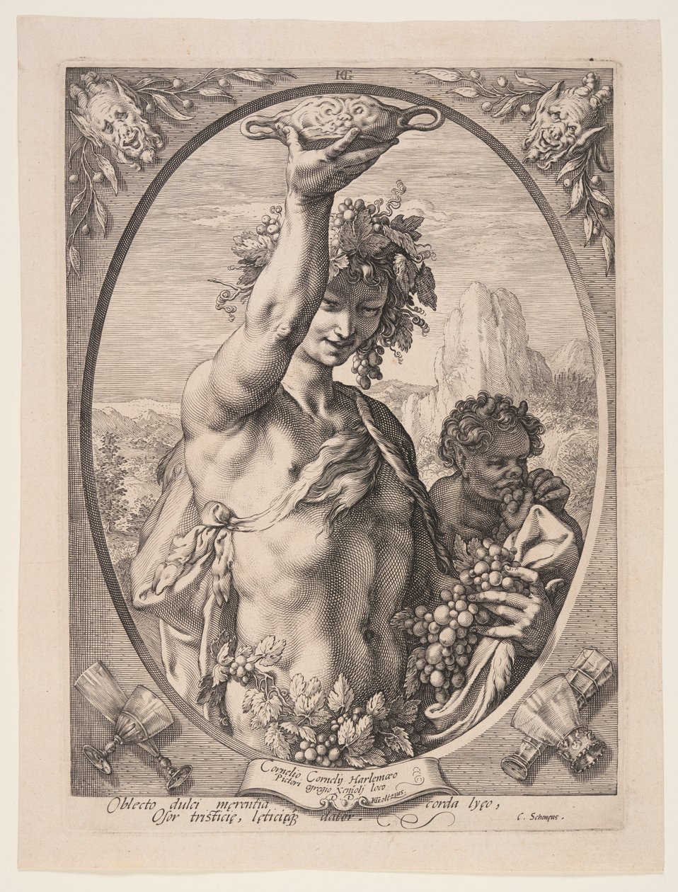Bacchus, uit Drie heidense goden en godinnen door Hendrick Goltzius