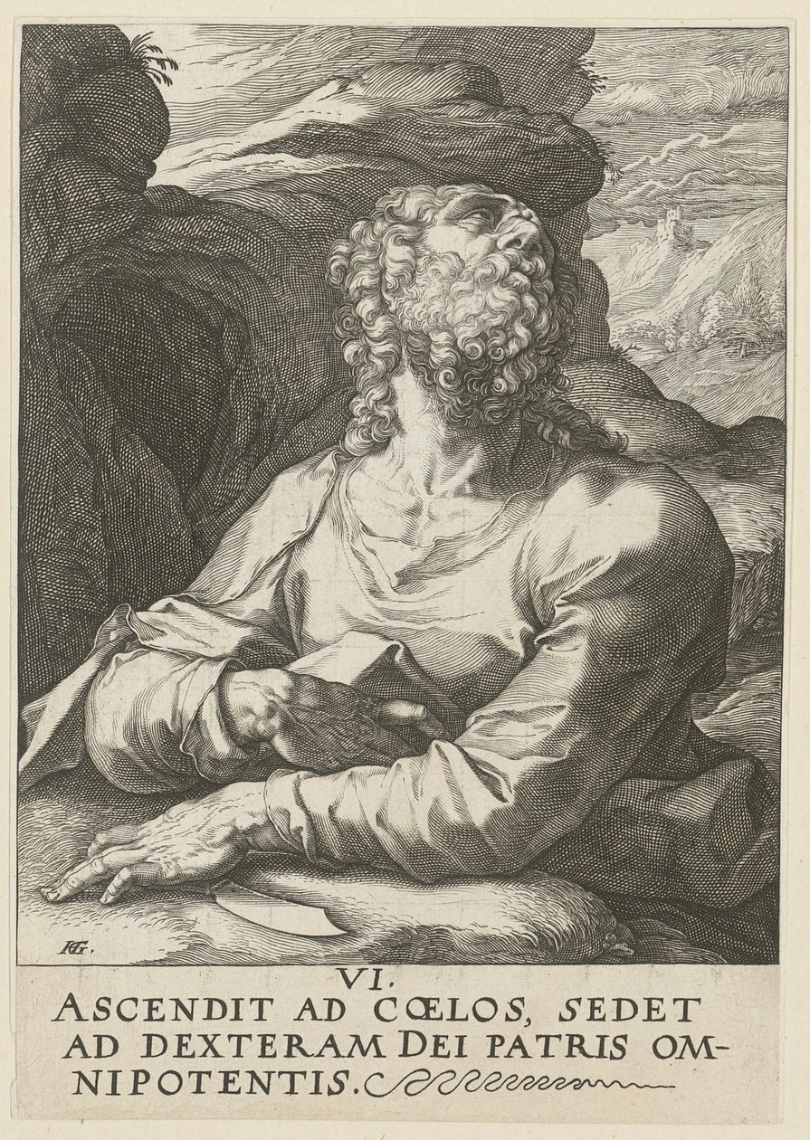 Bartholomeüs, blad 6 uit de serie „Christus, de twaalf apostelen en Paulus” door Hendrick Goltzius