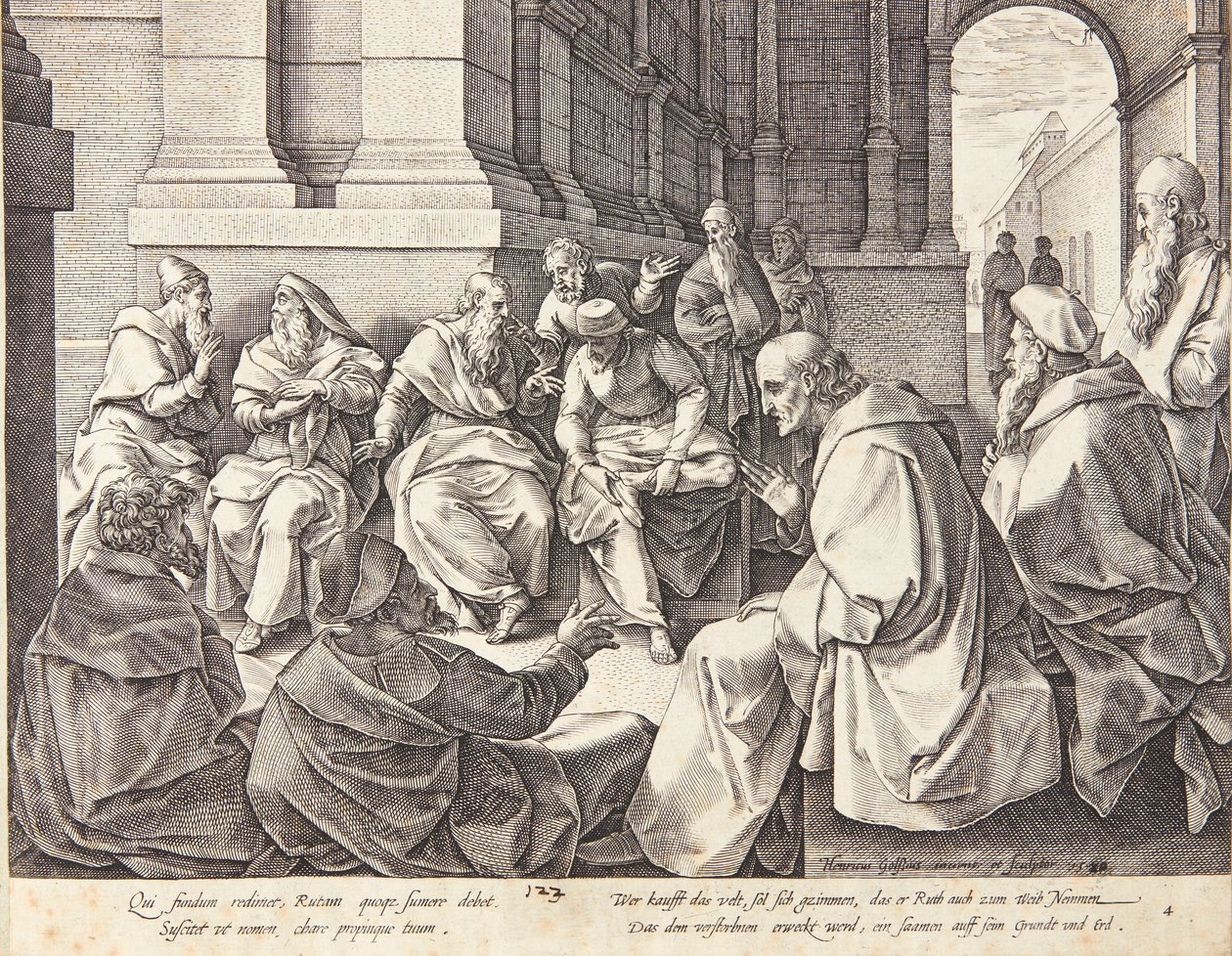Boaz en de tien oudsten door Hendrick Goltzius