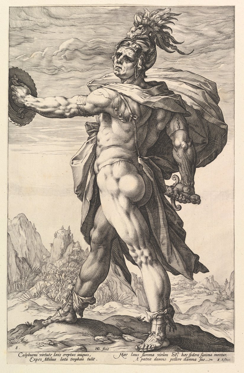 Calphurnius, uit „De Romeinse helden” door Hendrick Goltzius