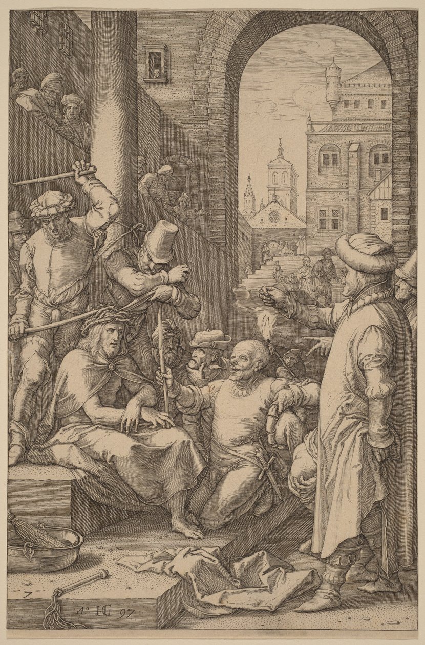 Christus met de doornenkroon door Hendrick Goltzius