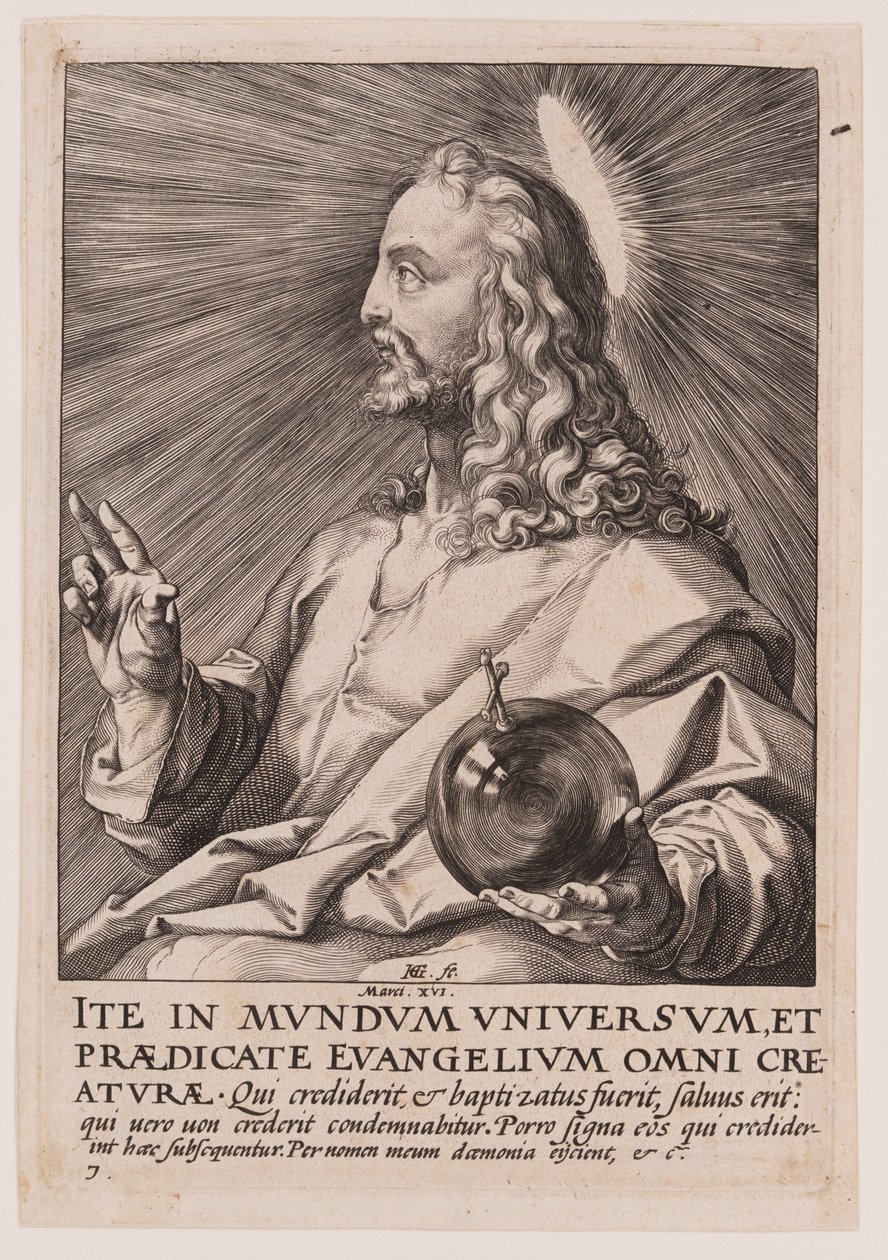 Christus, van Christus, de apostelen en Paulus met de geloofsbelijdenis door Hendrick Goltzius