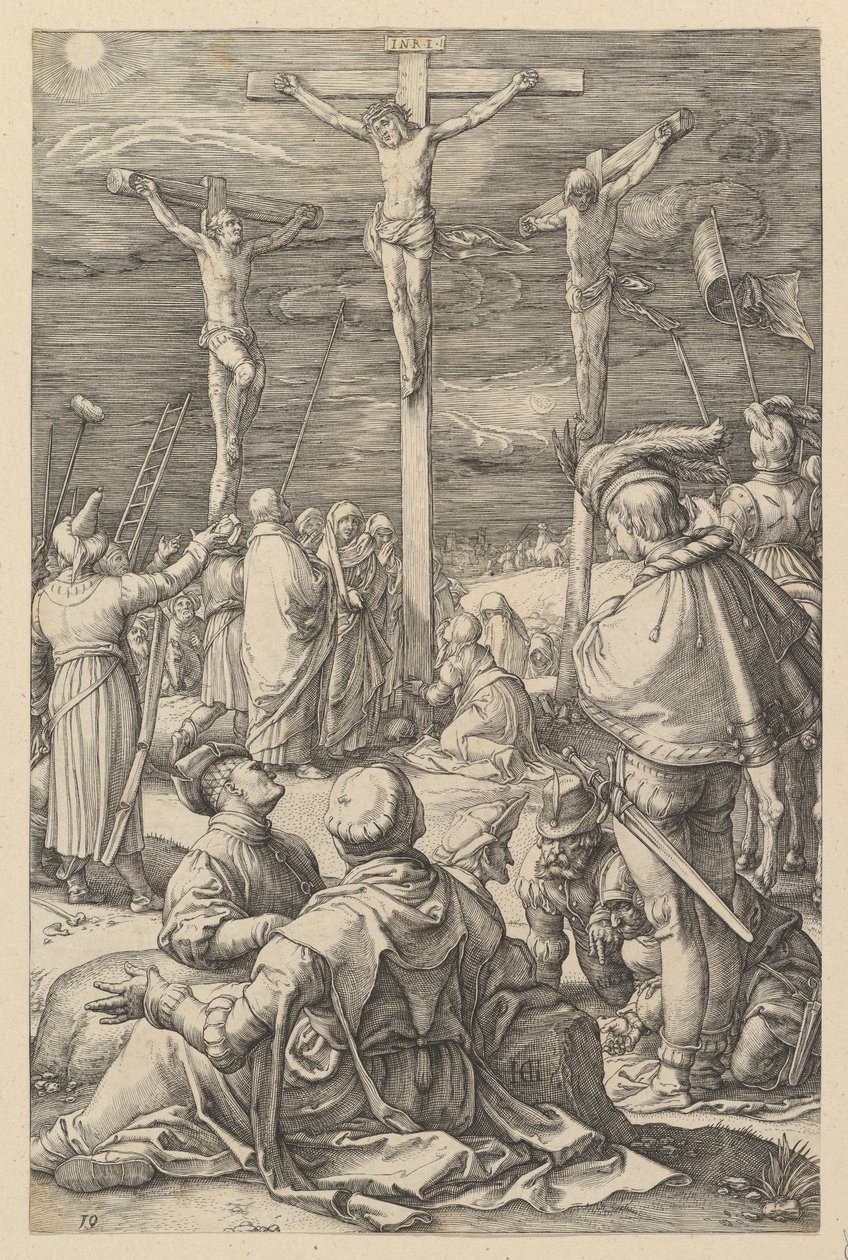 Christus aan het kruis, uit „Het lijden van Christus“ door Hendrick Goltzius