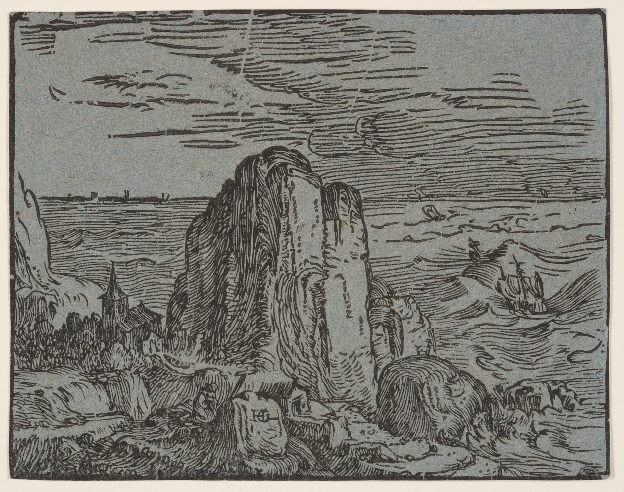 Klif aan de kust door Hendrick Goltzius