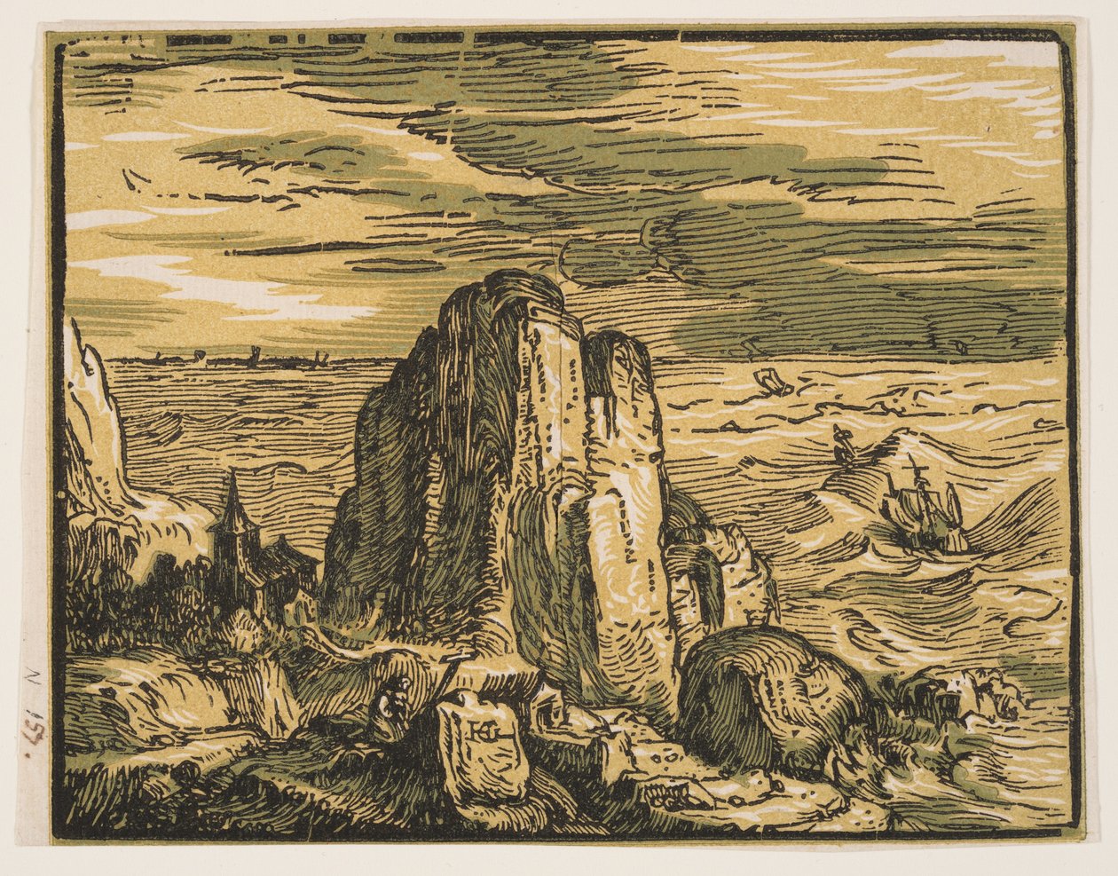 Klif aan de kust door Hendrick Goltzius