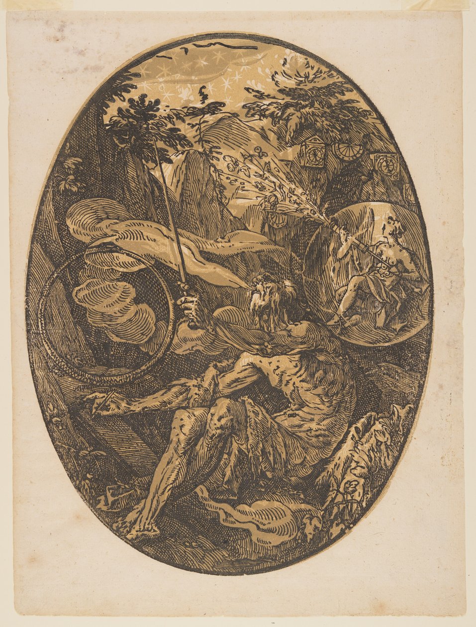 Demogorgon in de Grot der Eeuwigheid, uit De Goden door Hendrick Goltzius