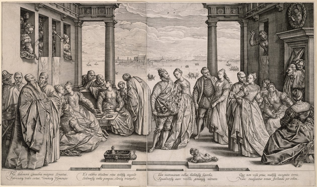 Het huwelijk van Antenor (Venetiaans huwelijk) door Hendrick Goltzius