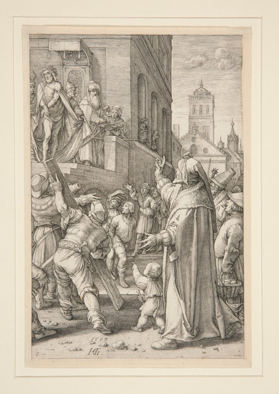Ecce Homo, uit De Passie, #8 in een serie van 12 gravures door Hendrick Goltzius