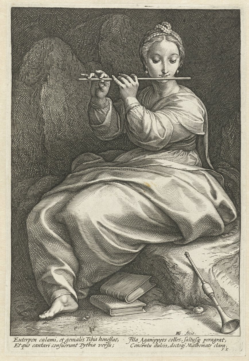 Euterpe door Hendrick Goltzius