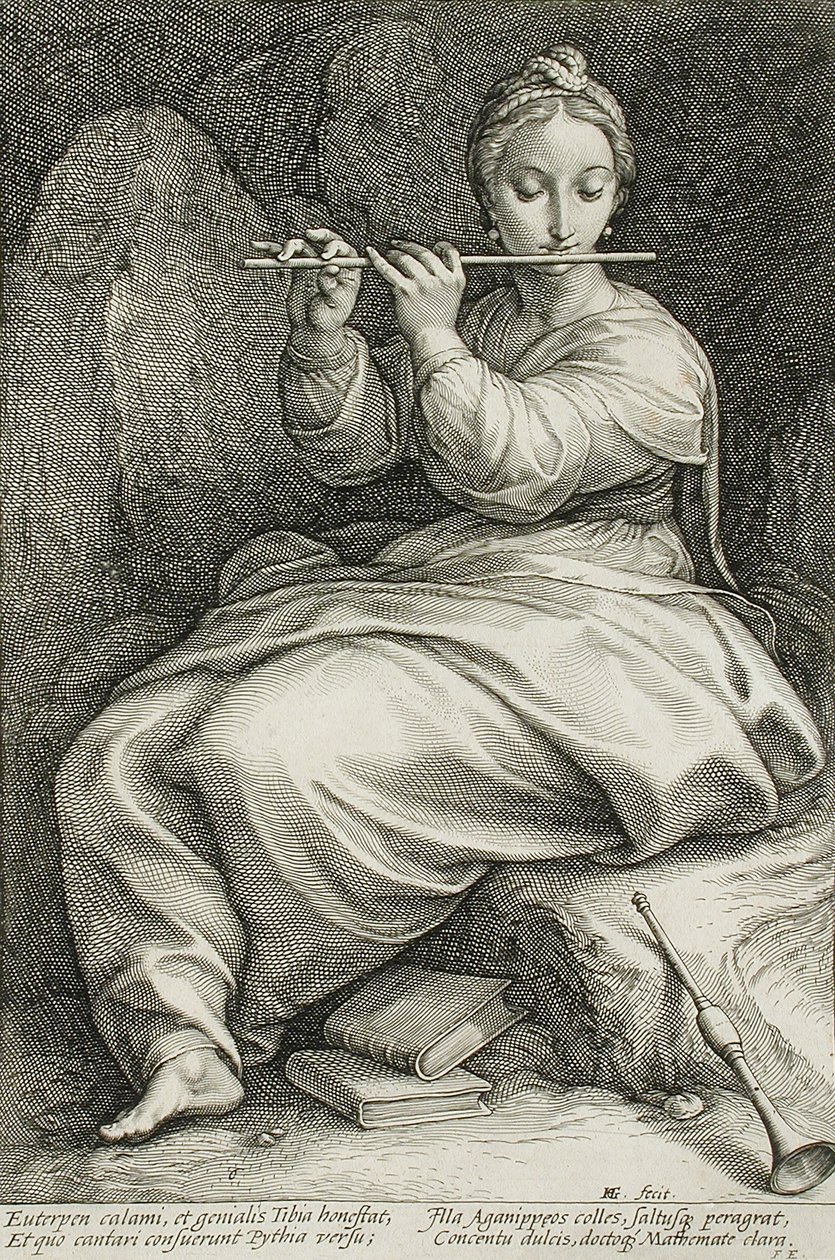 Euterpe door Hendrick Goltzius