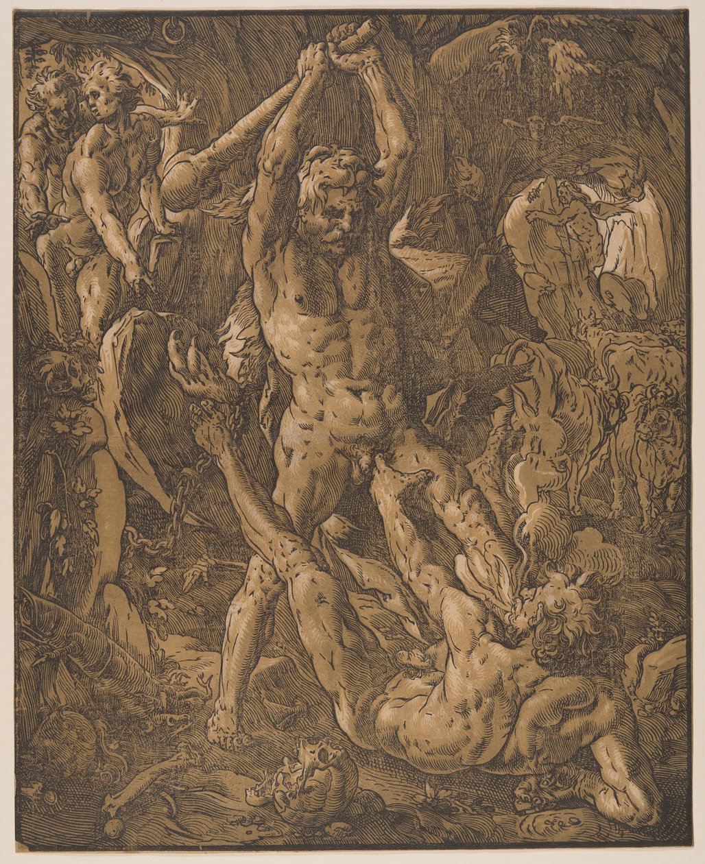 Hercules en Cacus door Hendrick Goltzius