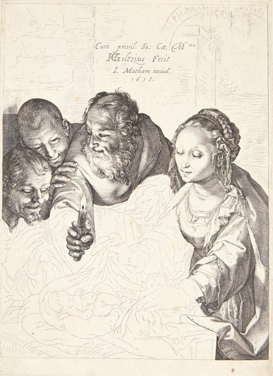 De aanbidding der herders door Hendrick Goltzius