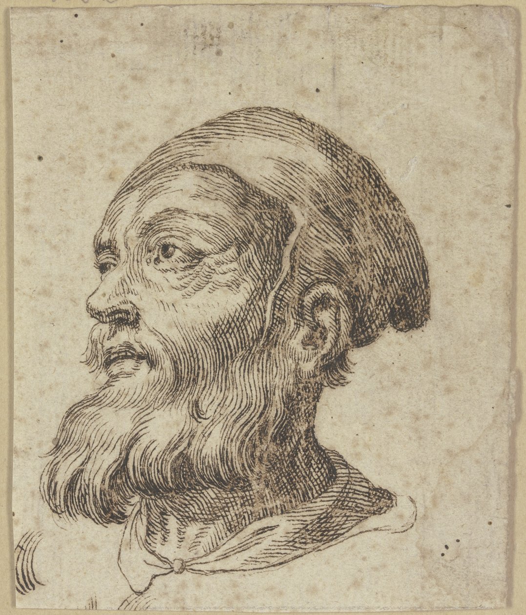 Het hoofd van een oude man in driekwartprofiel naar links door Hendrick Goltzius