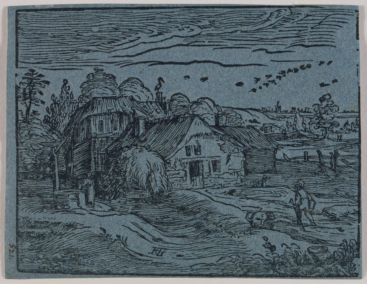 Landschap met boerenwoning door Hendrick Goltzius