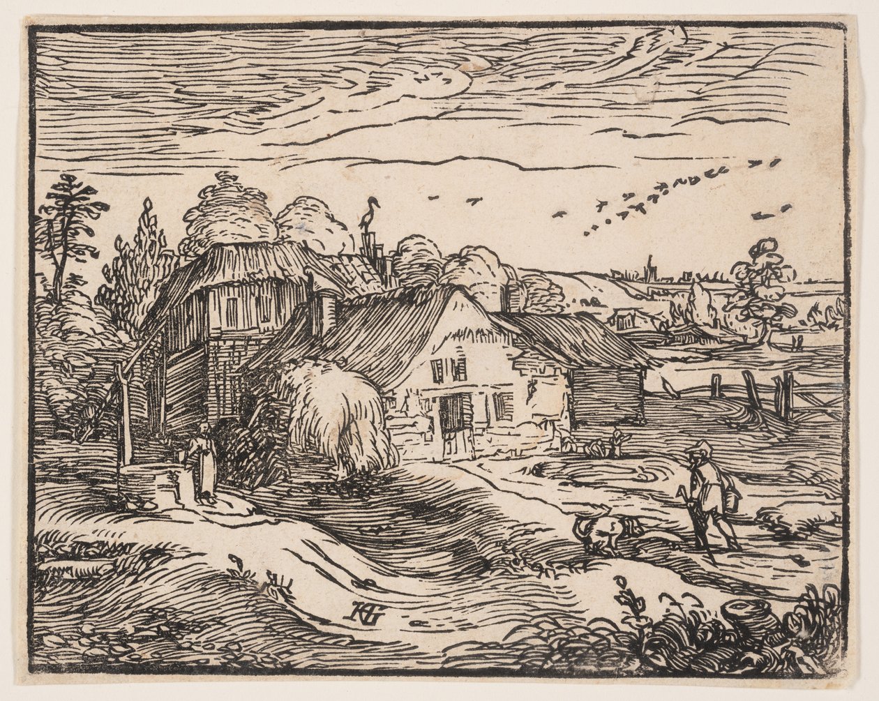 Landschap met boerderij door Hendrick Goltzius