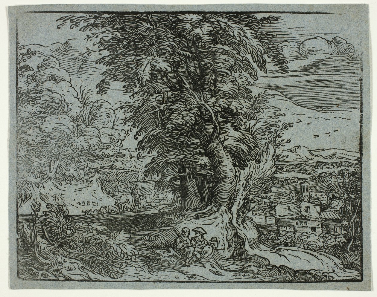Landschap met een Herderkoppel, uit Vier Kleine Landschappen door Hendrick Goltzius