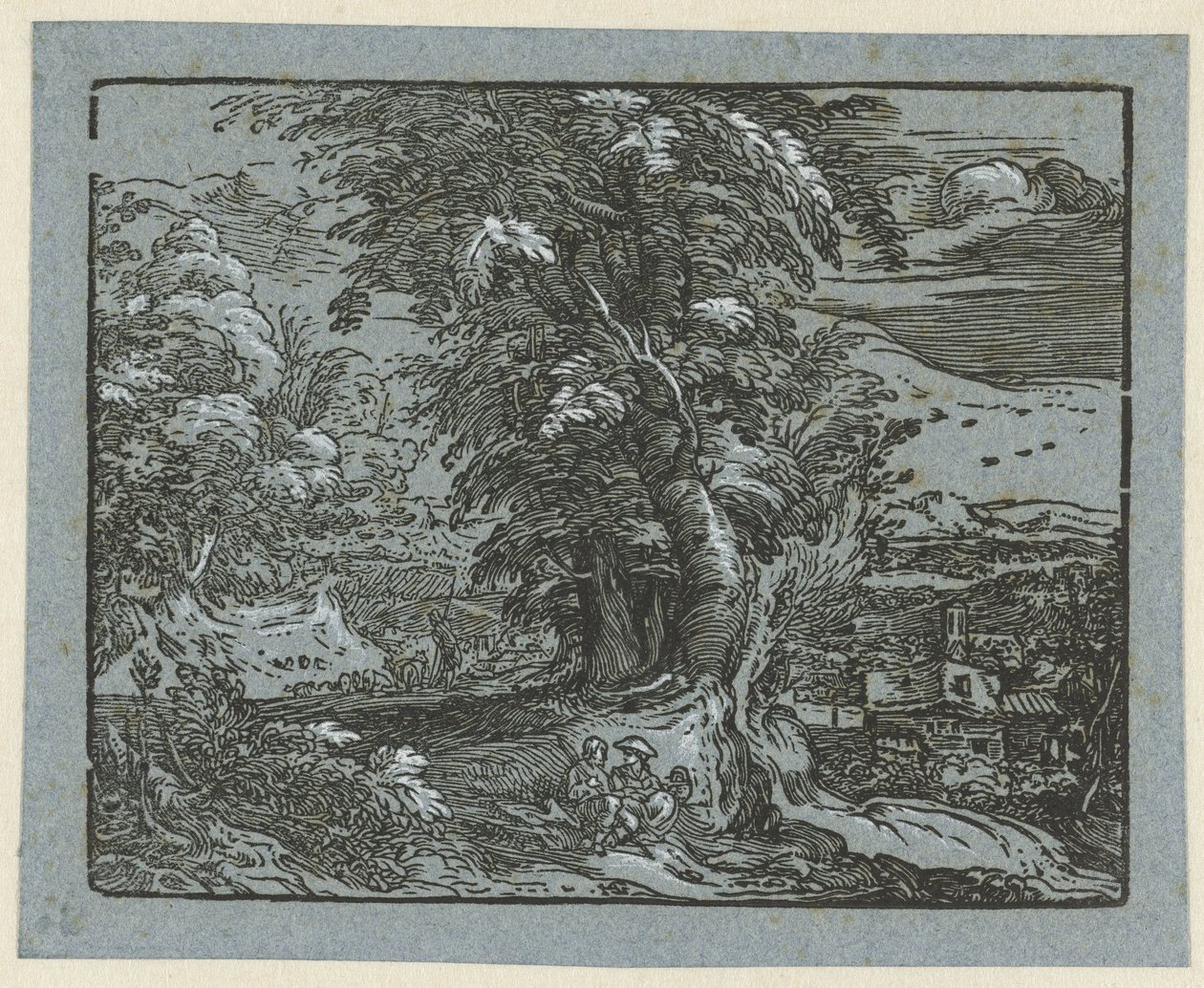Landschap met zittend paartje door Hendrick Goltzius