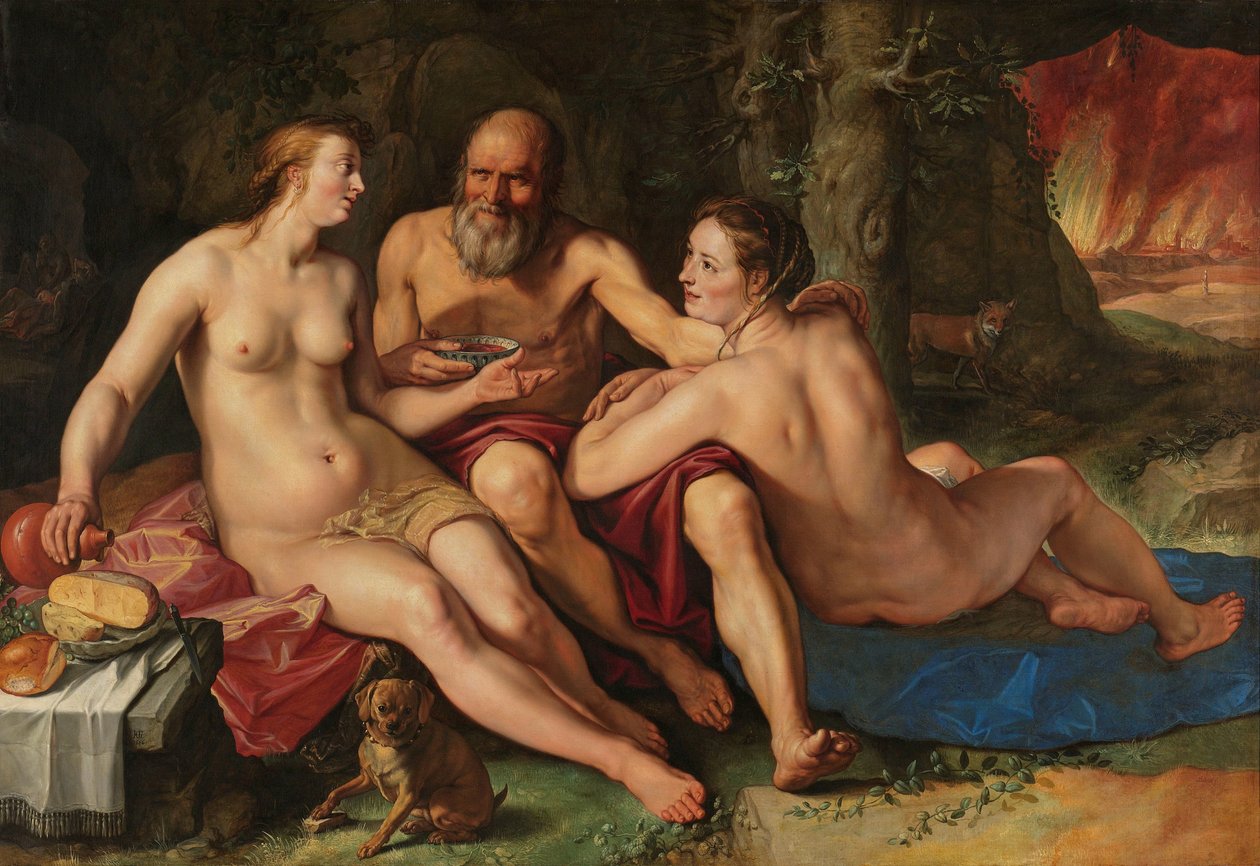 Lot en zijn dochters door Hendrick Goltzius