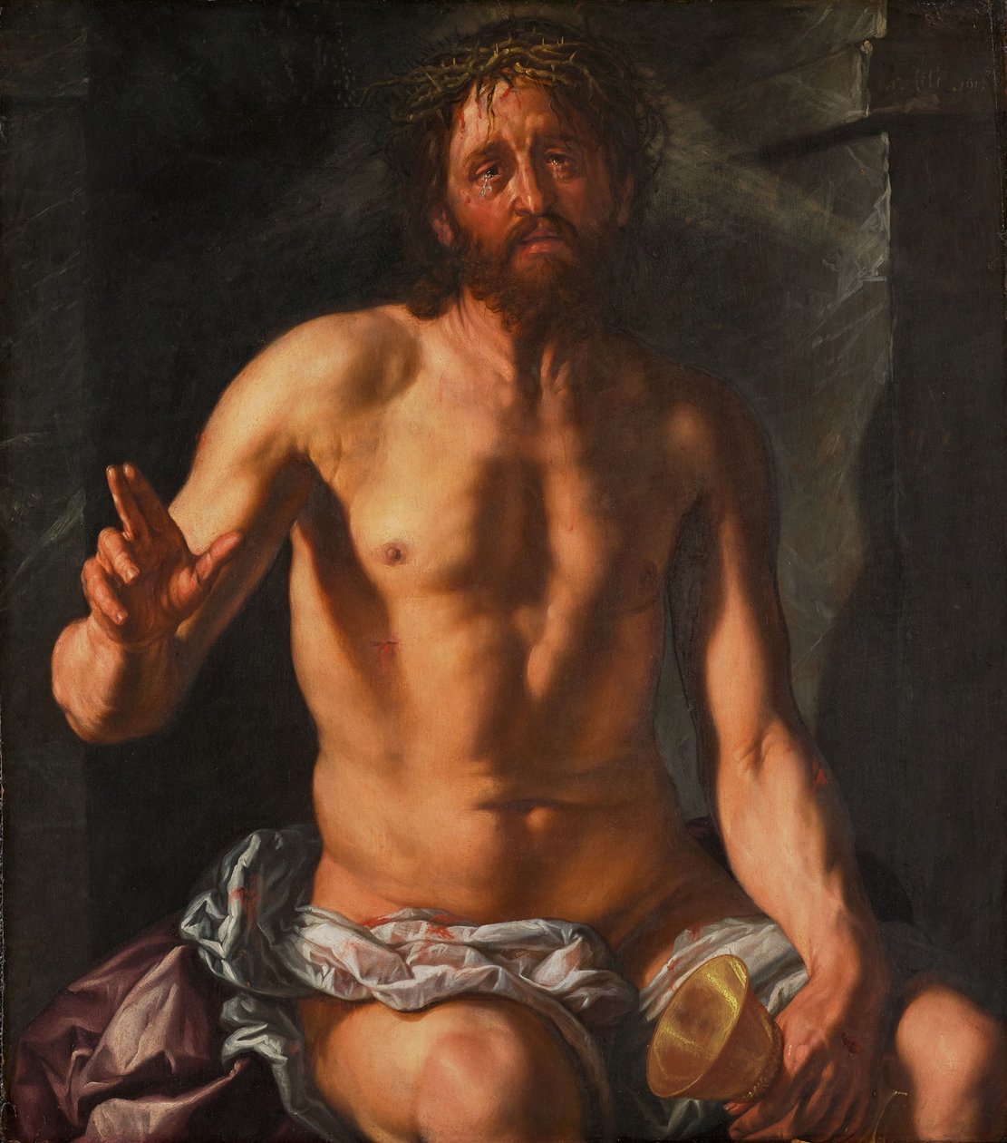 Man van Smarten met een kelk (Christus als Verlosser) door Hendrick Goltzius