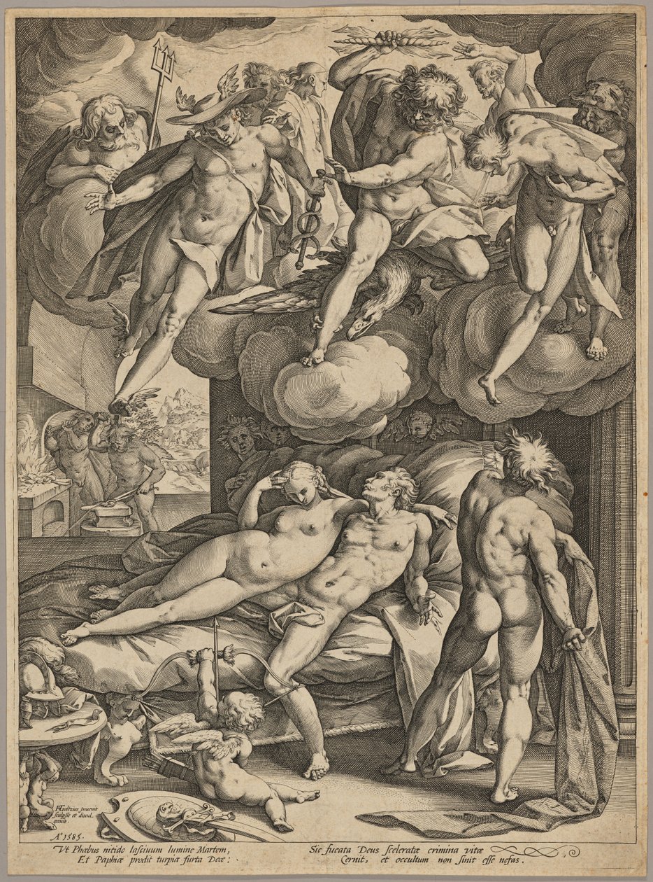 Mars en Venus verrast door Vulcan door Hendrick Goltzius