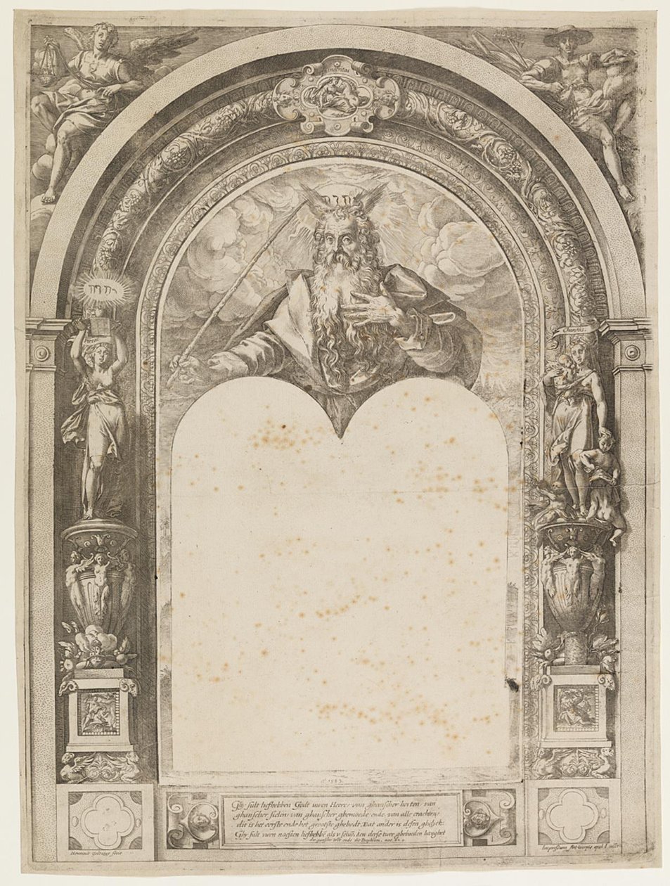 Mozes met de stenen tafelen door Hendrick Goltzius