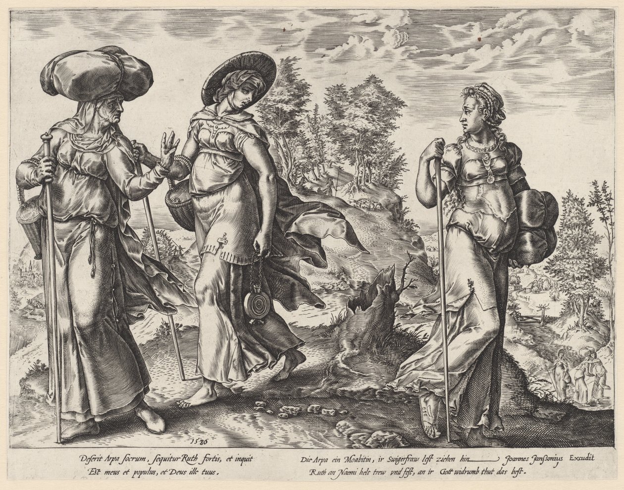 Orpa verlaat Naomi en Ruth door Hendrick Goltzius