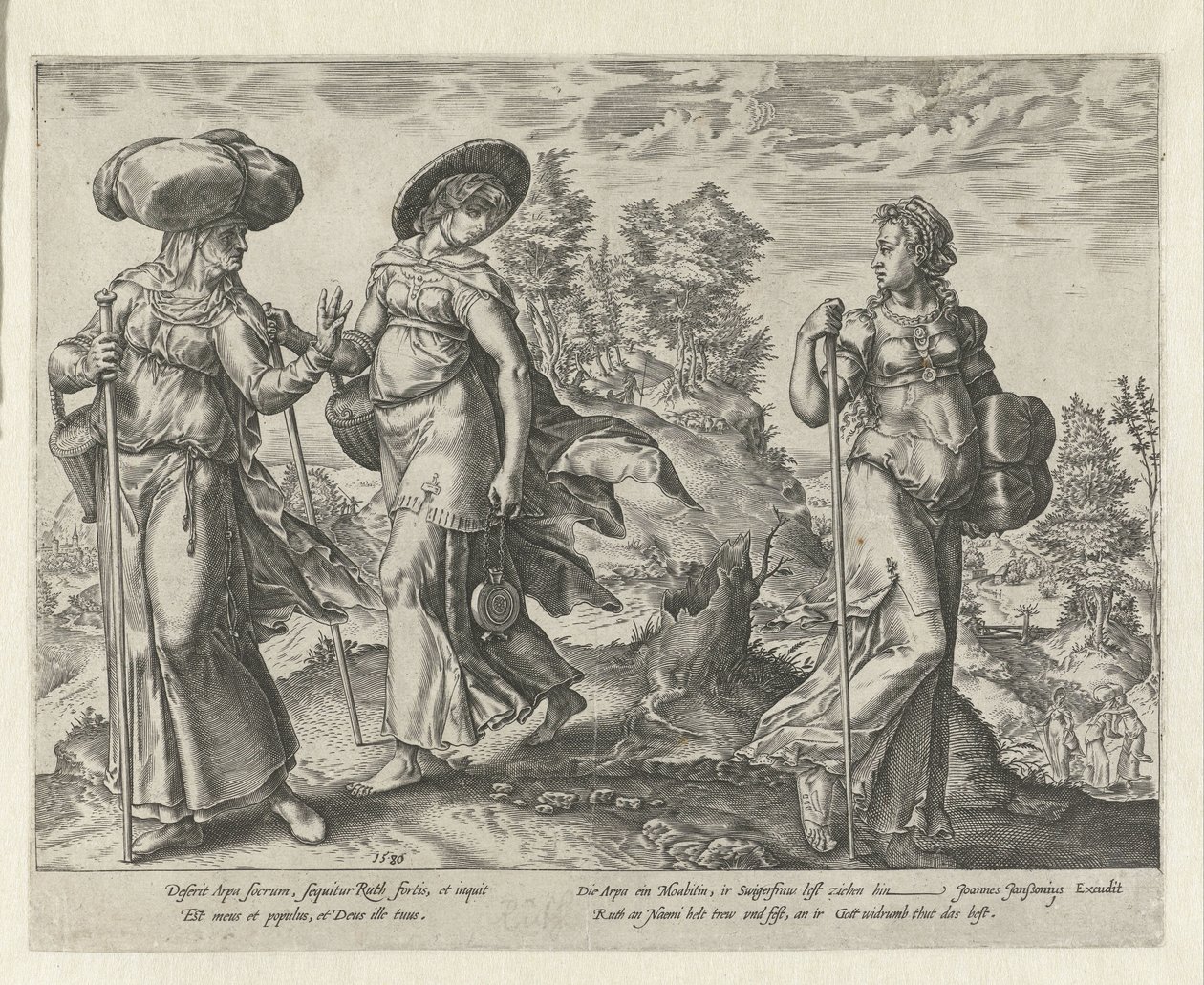 Orpa verlaat Naomi en Ruth door Hendrick Goltzius