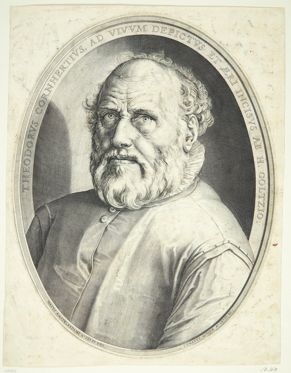 Portret van Dirck Volkertsz Coornhert door Hendrick Goltzius