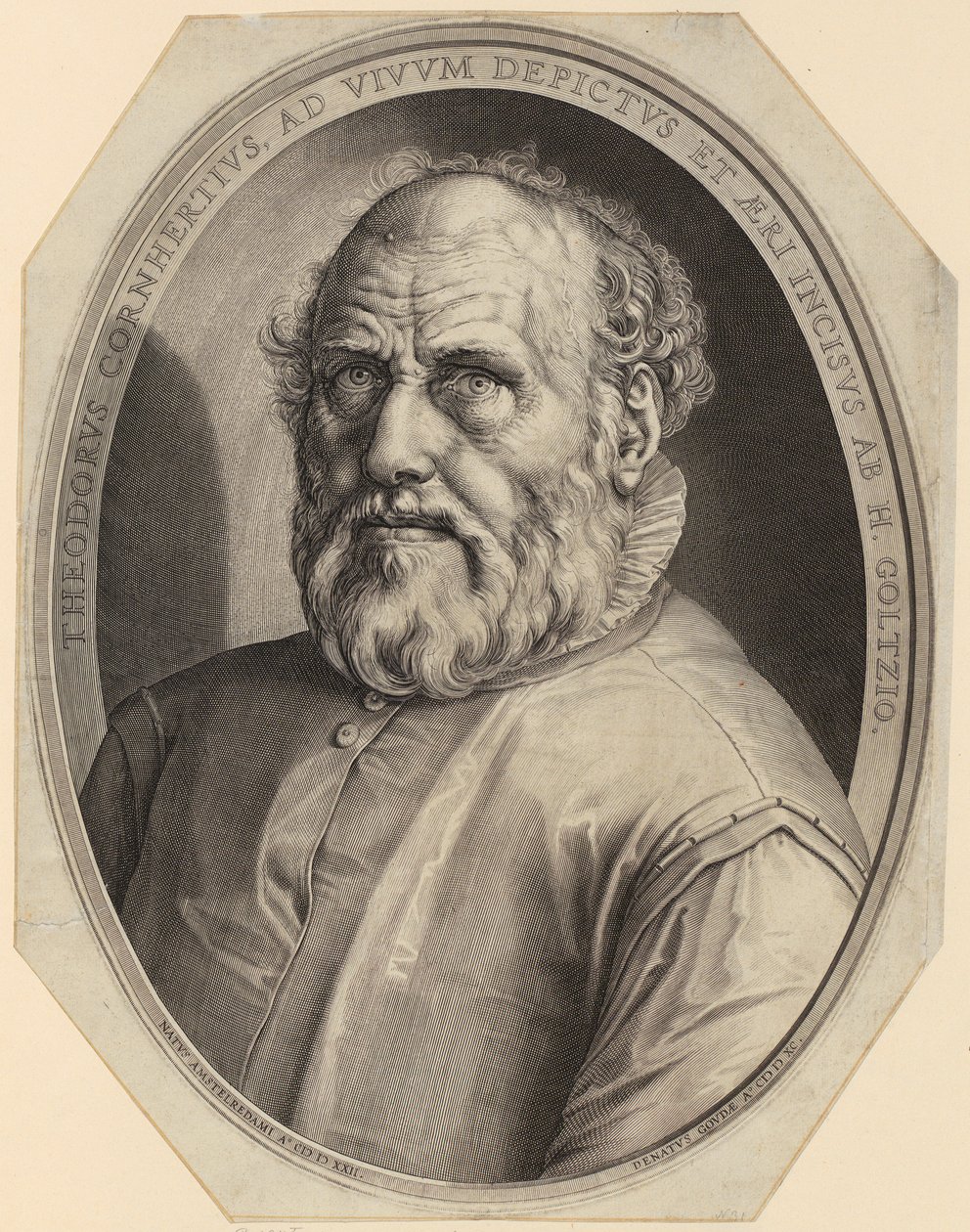 Portret van Dirck Volckertsz. Coornhert door Hendrick Goltzius