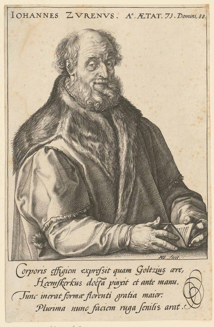 Portret van Jan van Zuren [Suren; Surenus] door Hendrick Goltzius