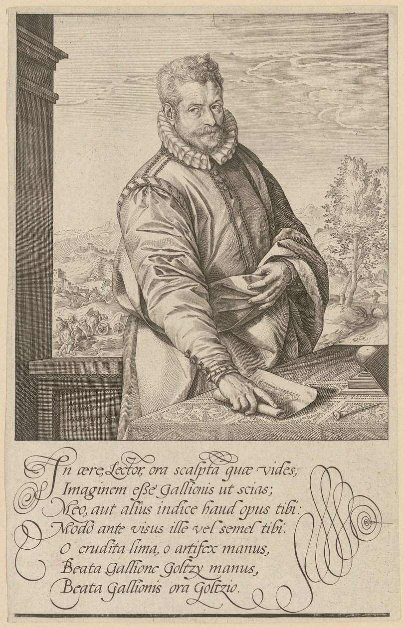 Portret van Philips Galle door Hendrick Goltzius