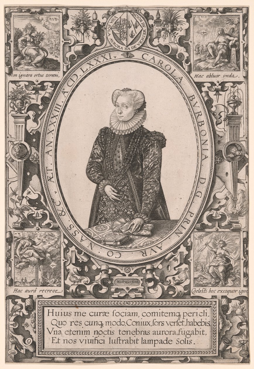 Portret van Charlotte de Bourbon door Hendrick Goltzius