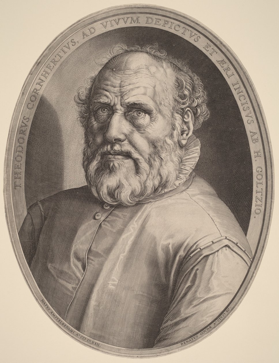 Portret van Dirck Volckertcz. Coornhert door Hendrick Goltzius