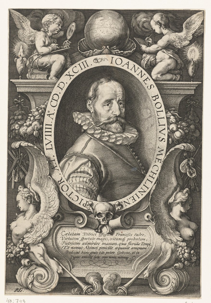 Portret Hans Bol door Hendrick Goltzius