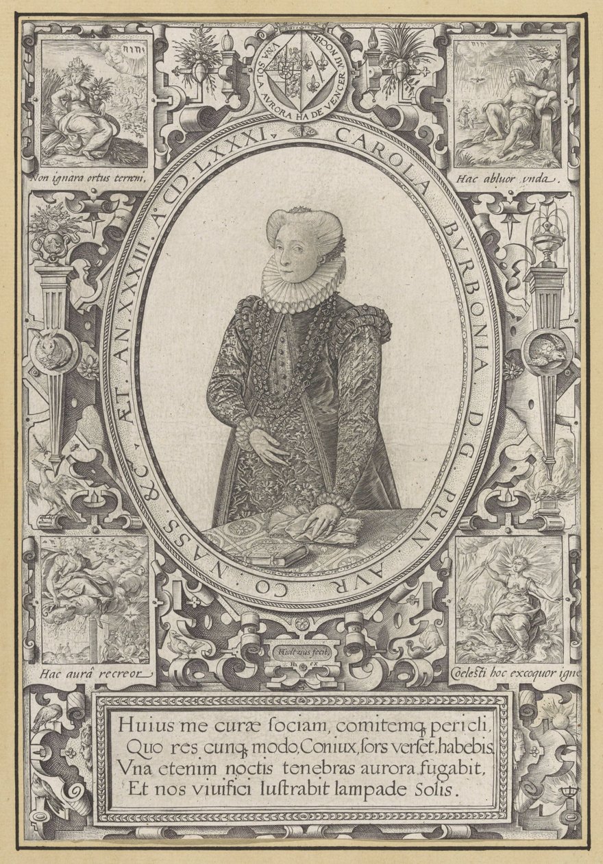 Portret van Charlotte van Bourbon door Hendrick Goltzius