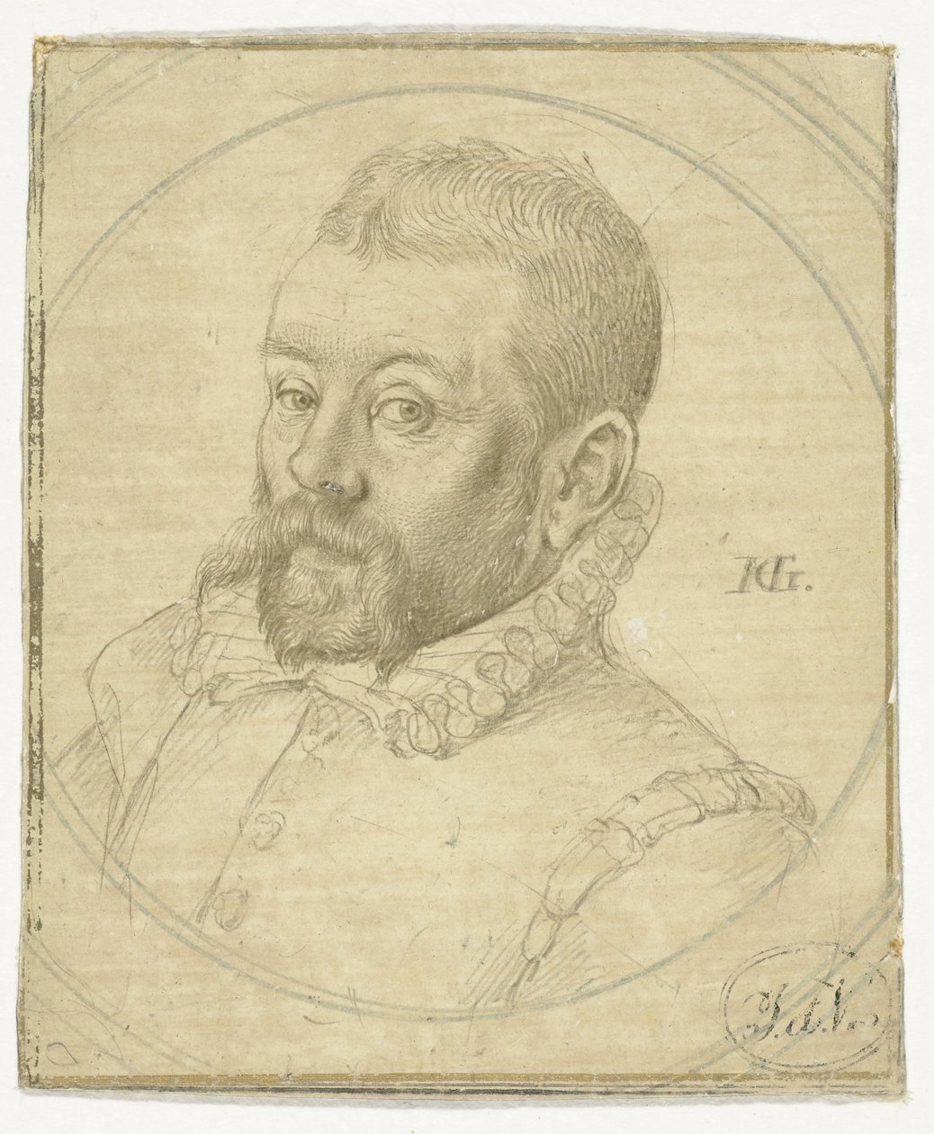 Portret van Lubbert Claesz. van der Weijden door Hendrick Goltzius
