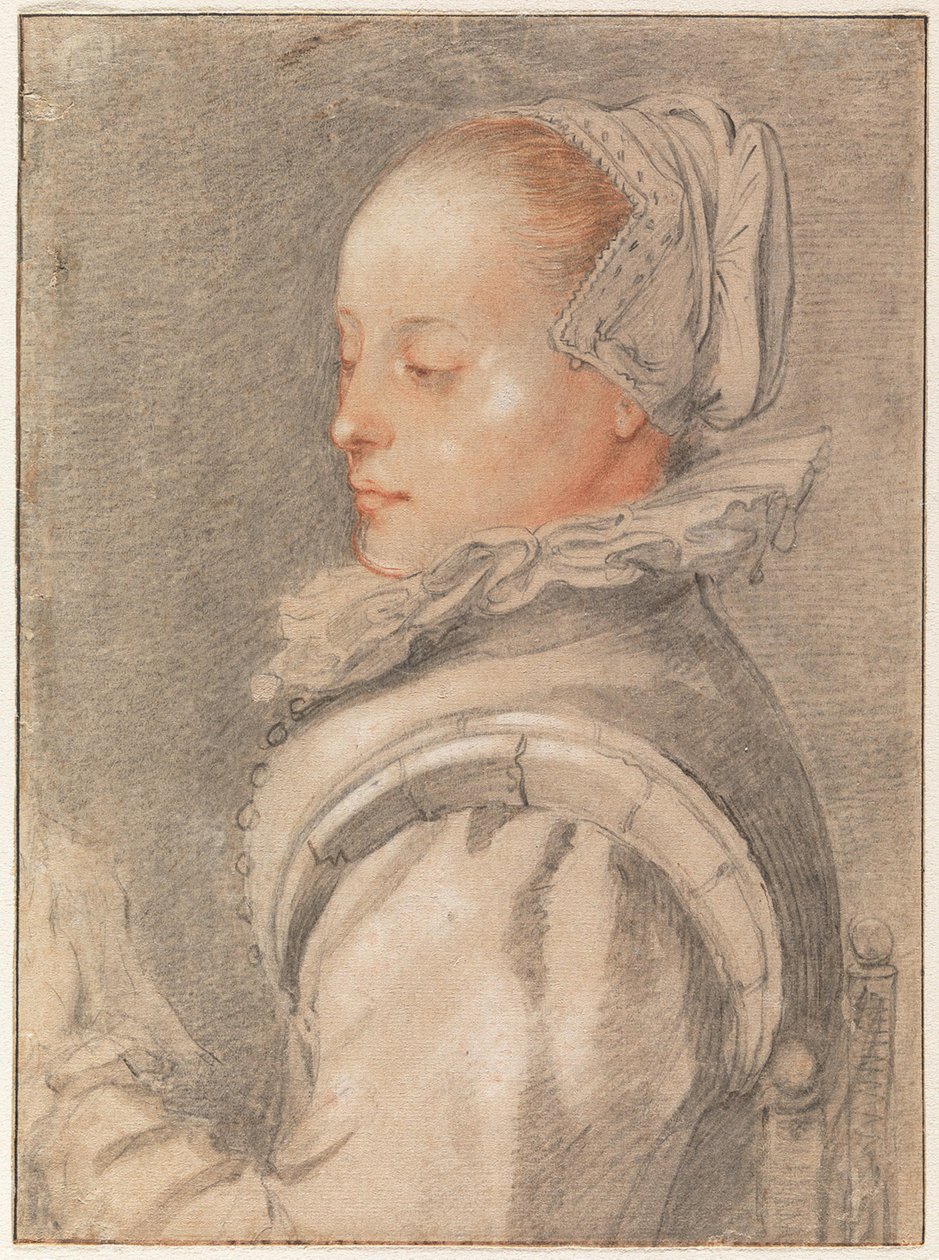 Portret van een jonge vrouw door Hendrick Goltzius