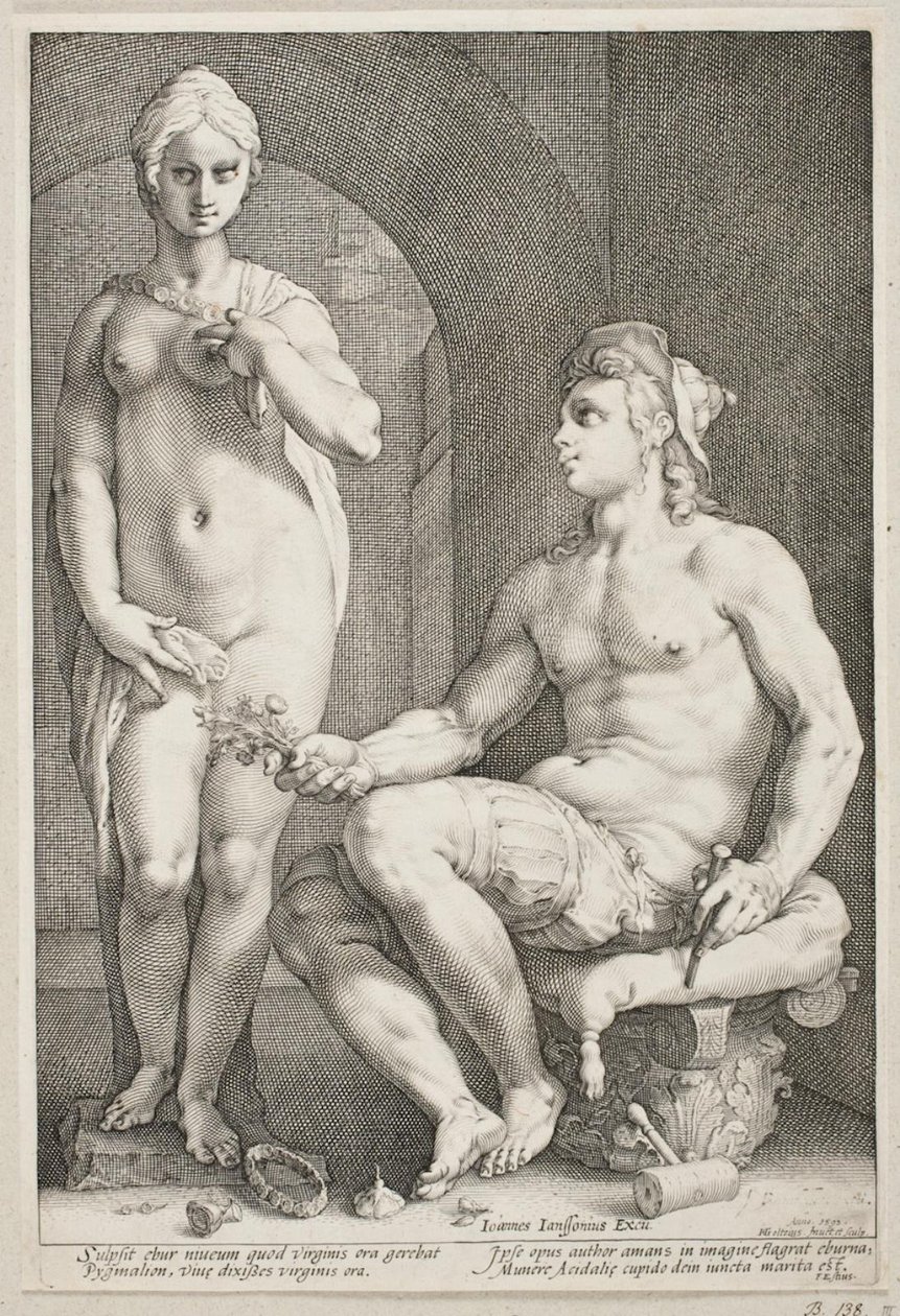 Pygmalion en Galatea door Hendrick Goltzius