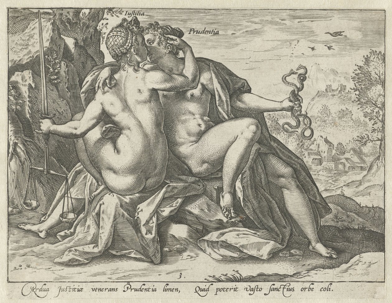 Rechtvaardigheid en Voorzichtigheid door Hendrick Goltzius