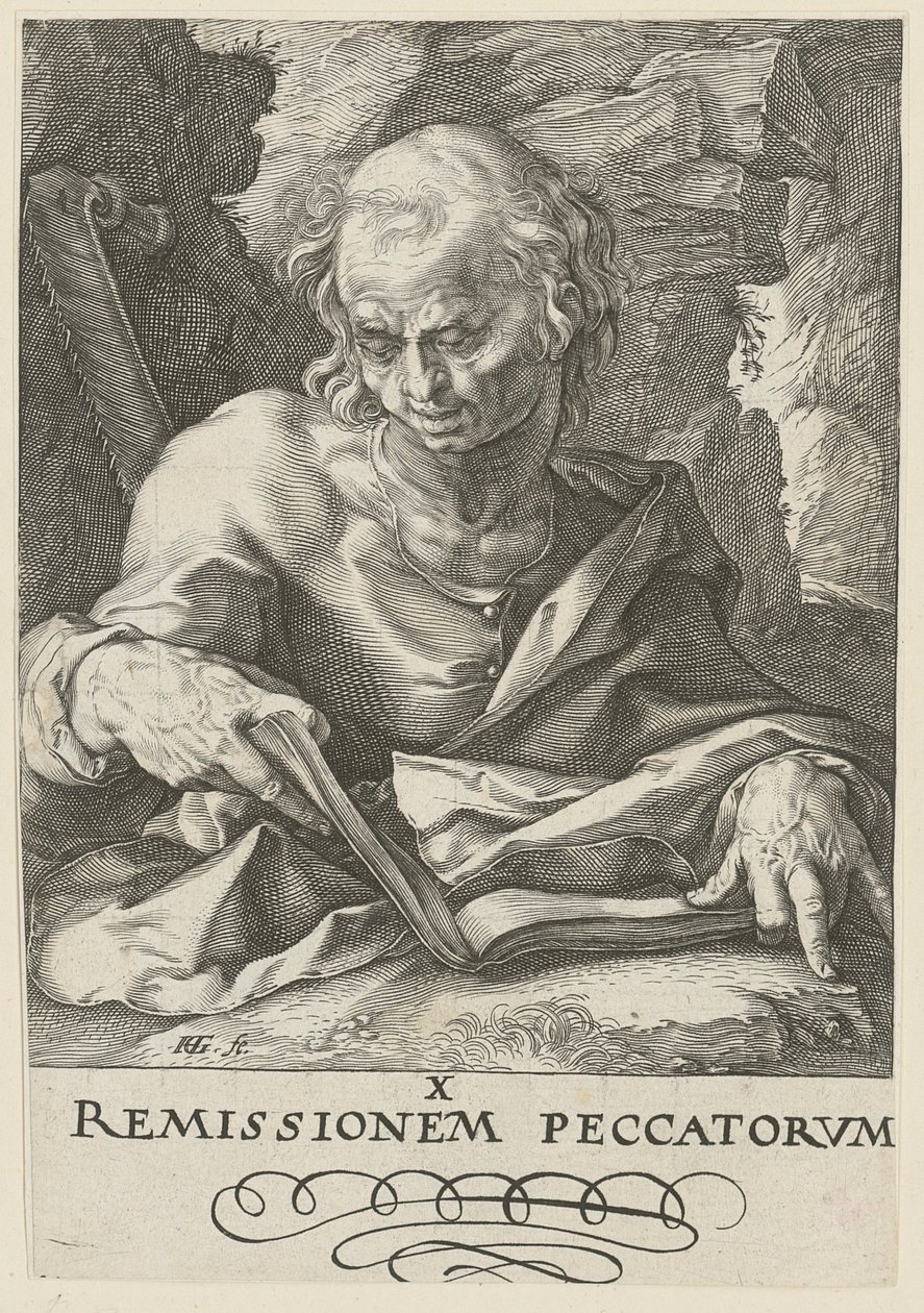 Simon, blad 11 van de serie „Christus, de twaalf apostelen en Paulus“ door Hendrick Goltzius